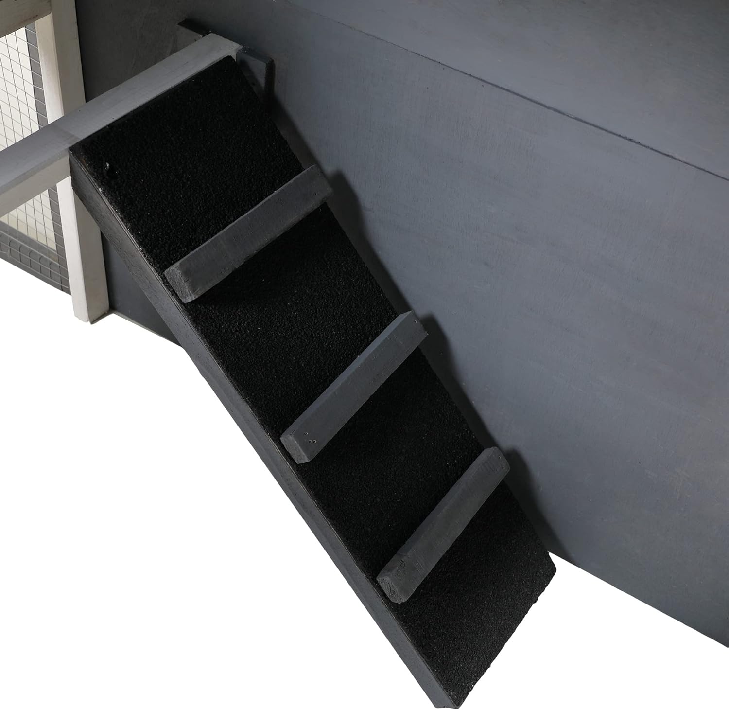 2-Tier Rabbit Hutch with Large Removable Run, Outdoor Bunny Cage for Backyard, Solid Wood Pet House, (Gray&White)