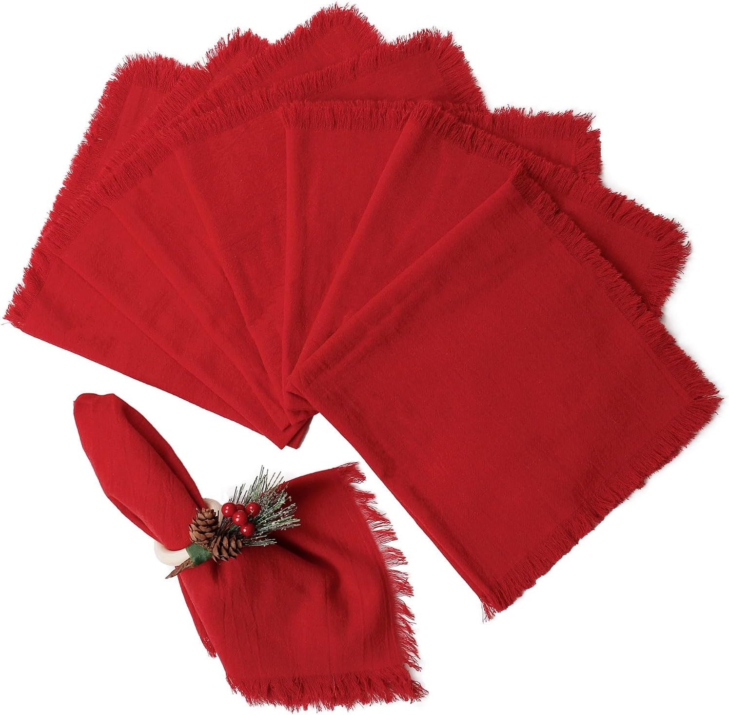 Servilletas de Tela Wonlex 18x18 Pulgadas Algodón Rojo 8 Unidades