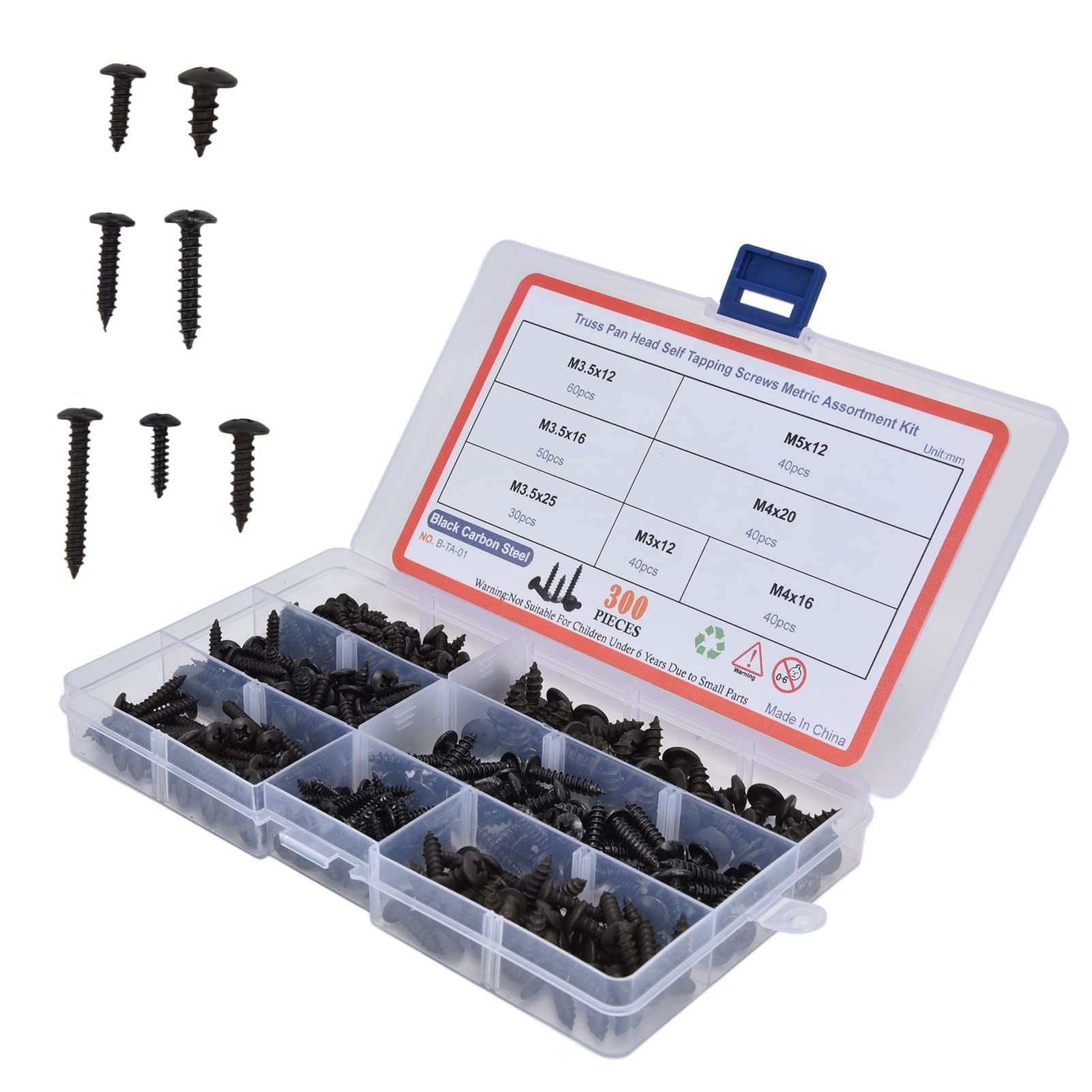 Lot De 300 Vis Autotaraudeuses – Tête Cylindrique à Empreinte Cruciforme – Pour Bricolage Et Assemblage