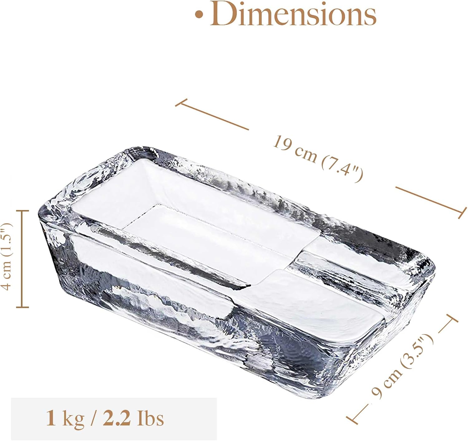 The Buybox Cigar Ashtray Big Ashtrays for Cigarettes Outdoors Large Heavy Glass for Patio/Outdoors/Cigars Ash Tray Large Giant Luxury Premium Cigarette Ashtrays for Outdoor (Rectangular)