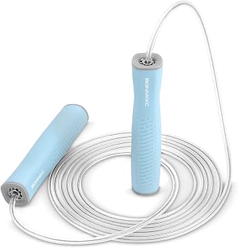 1-LB Weighted Skipping Rope Comfort Grips | Speed Jump Rope w Ball Bearings