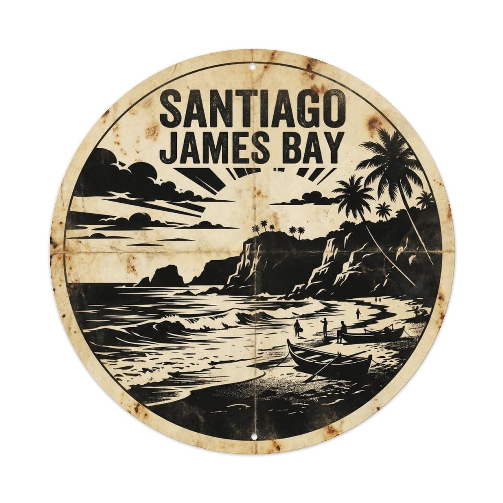 Santiago Island James Bay Seabird Graphic Contrast Metal Tin Sign
