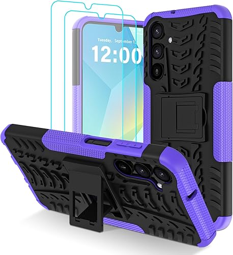 Miniatura 13 de Funda para Samsung Galaxy A15 5G con 2 protectores de pantalla, grado militar, a prueba de golpes, resistente y resistente, con función atril para