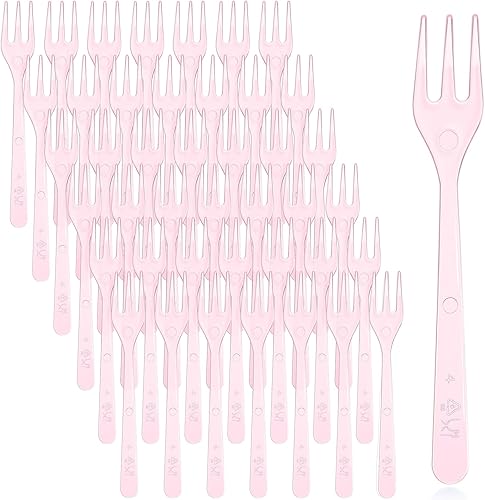 Miniatura 10 de Skylety 500 mini tenedores de plástico de 3.7 x 0.6 pulgadas, pequeños y pequeños, desechables, tenedores de degustación, utensilios para postres