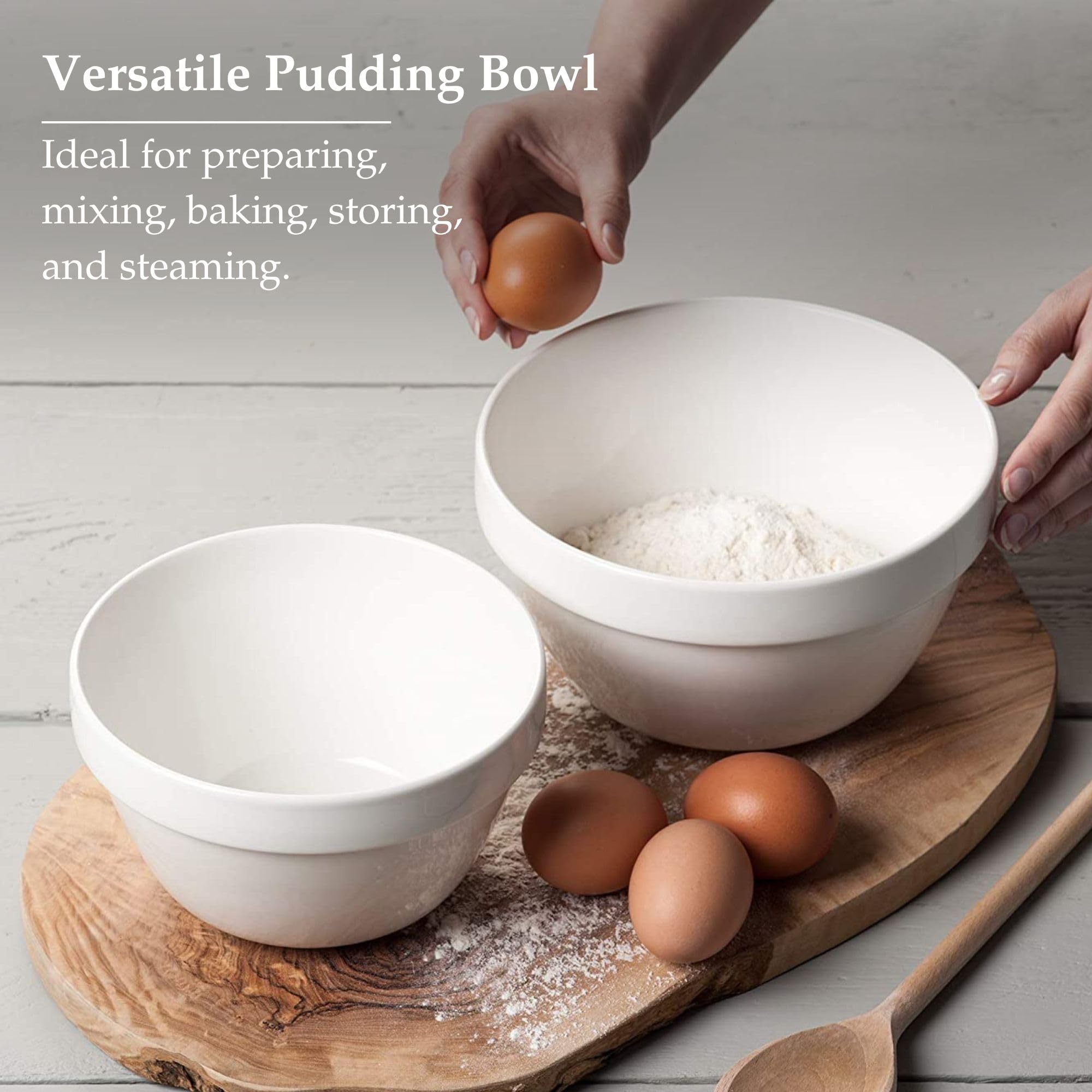 Wm Bartleet & Sons Set mit 2 traditionellen Porzellan-Pudding-Becken (900 ml, 1,6 pt/1250 ml, 2pt) – Weiß