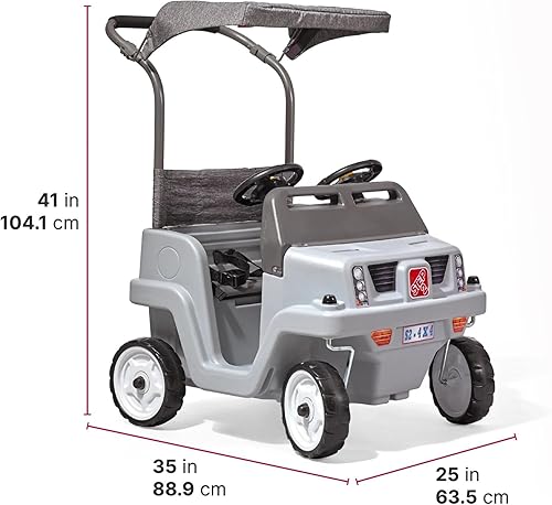 Miniatura 5 de Step2 SUV de empuje lado a lado, auto de empuje para niños, 2 asientos, sustituto de cochecito, incluye cinturones de seguridad y bocinas, hecho de