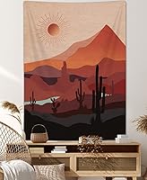 Vista 27 de DYNH Tapiz Vertical Bohemio de Montaña, Tapices de Naturaleza Bosque Árbol Lago Sol, Tapiz Bohemio Minimalista de Mediados de Siglo del Desierto