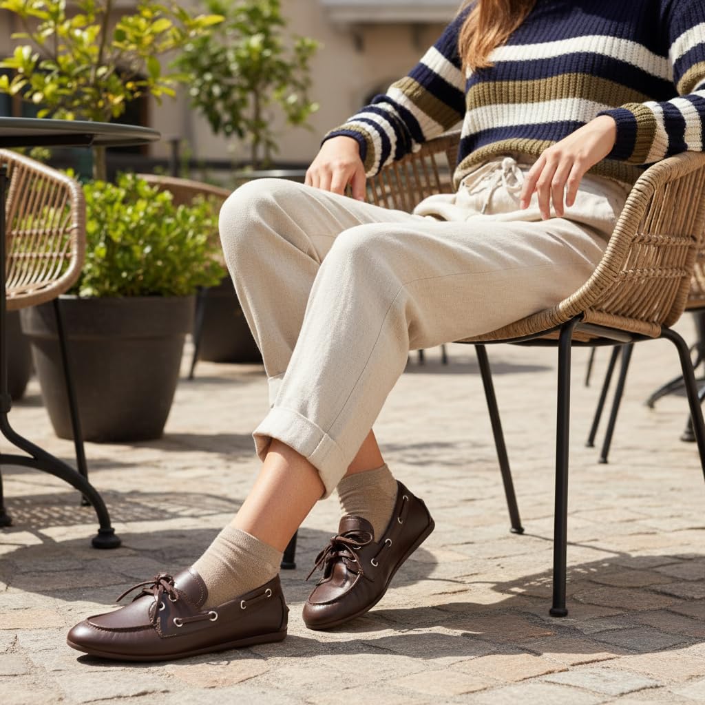 CUSHIONAIRE Anchor - Scarpe da Nautico Leggere da Donna, Mocassini Senza Lacci con Motivo Nautico, Larghezza Disponibile