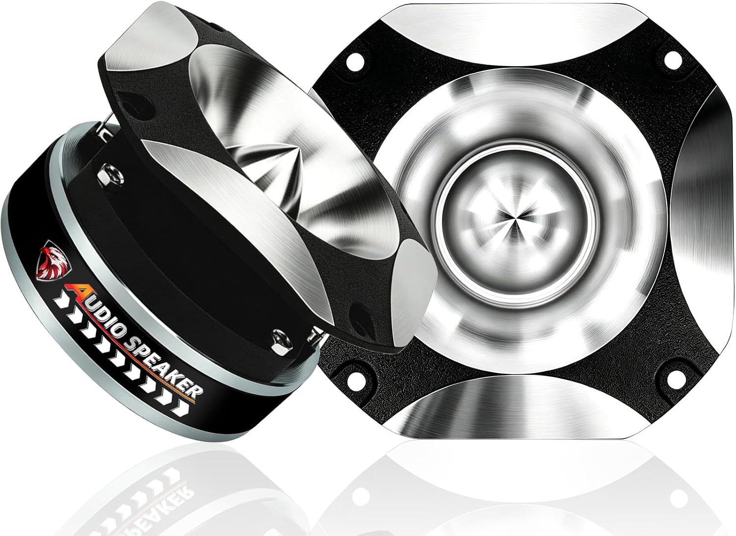 4 Inch Black Silver Super Tweeters for Car Audio, 1200W MAX 4 Ohm Bullet Tweeter Speakers Pair, 107dB Titanium Compression Drivers with 1.5 Inch Voice Coil for Door Panels Speaker Boxes