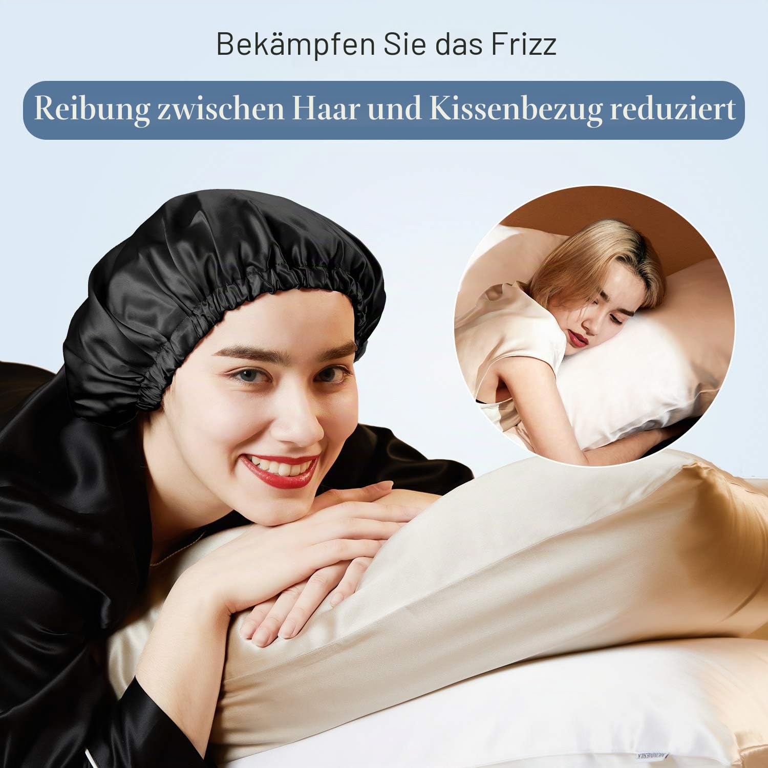 Mommesilk Schlafmütze aus Seide für Damen, 22 Momme, verstellbar, elastisch, reine Maulbeerseide, Schlafhaube für Haarmützen