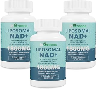 Liposomal NAD+ Supplement 1800 mg with Nicotinamide Riboside, Trans Resveratrol, Trimethylglycine,Replaces NMN, Boost NAD+, Aging Defense,Cellular Energy, 180 Softgels