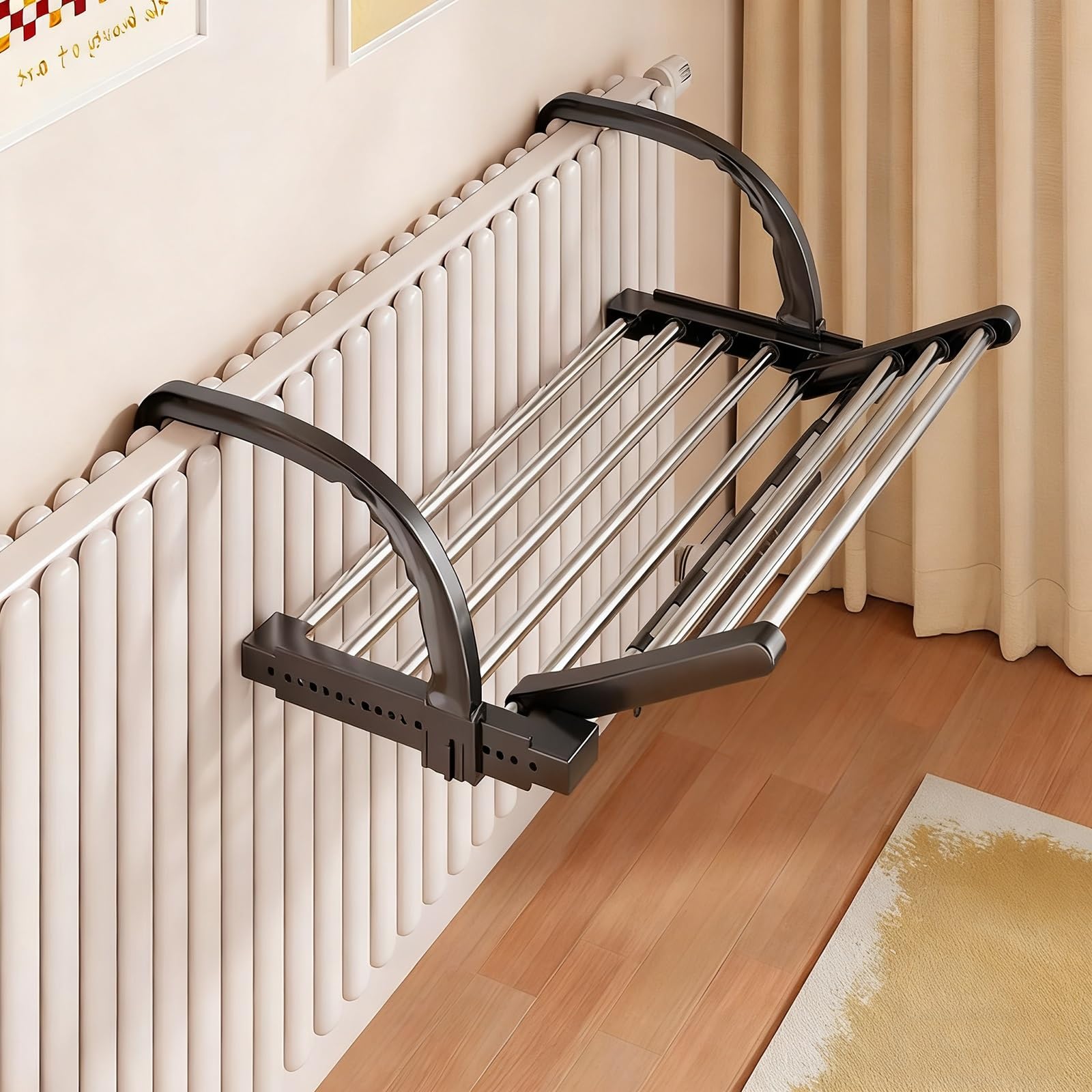 HADECOLL Portable Clothes Drying Rack For Balconies And Windowsills, No Drilling Hooks For Hanging On Railings And Window Frames, Compact Design