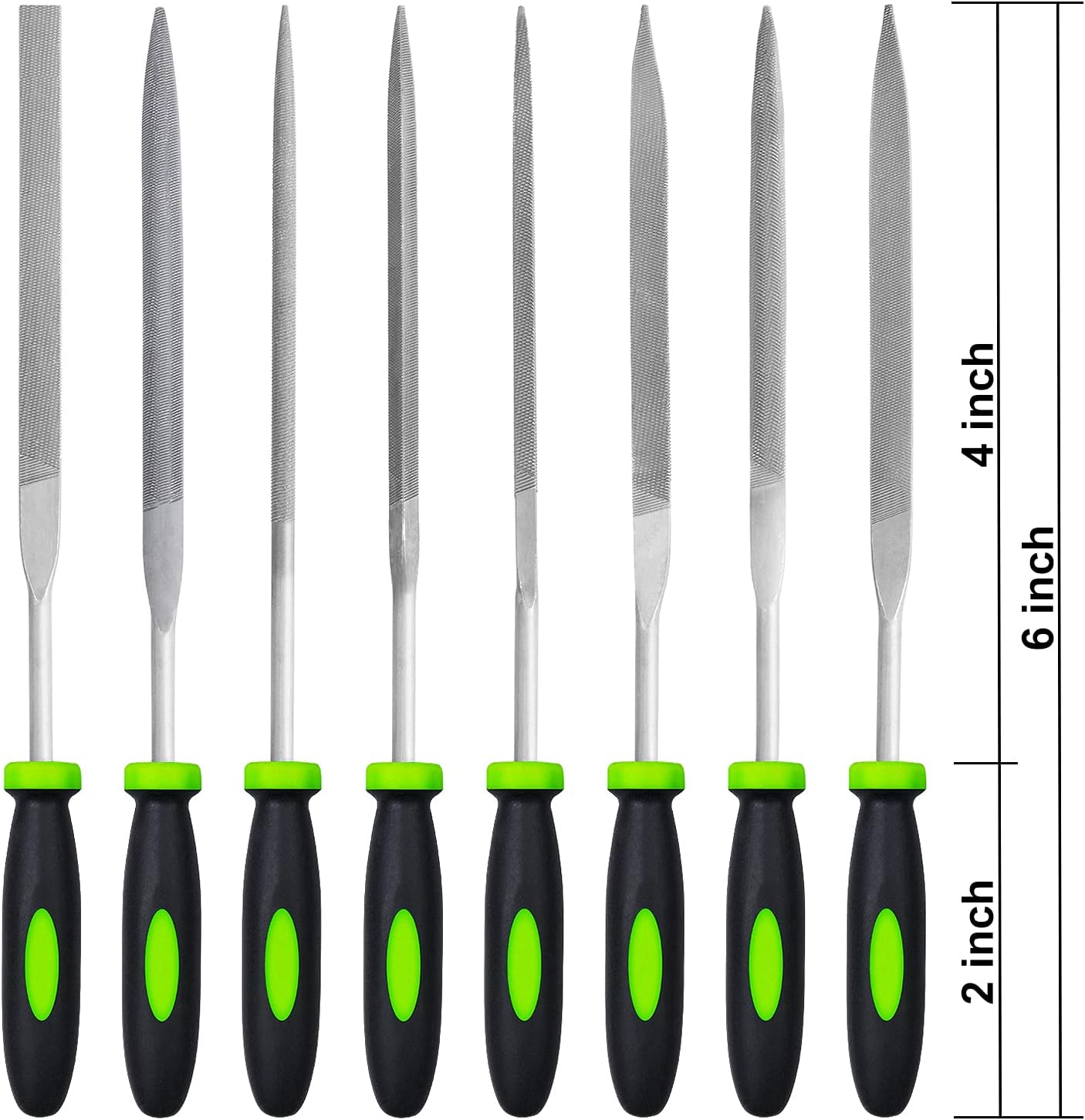 8-Piece Premium Needle File Set in Storage Pouch | Include Round, Half-Round, Oval, Flat, Warding, Knife, Square, Triangular Mini Files | Perfect for Finishing Wood, Metal, Models, Jewelry, 3D Prints