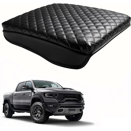LINOAH Center Console Cover for 2019-2026 Ram 1500 Center Console Cover, Armrest Cushion Pad Cover, PU Leather for 5th Ram 1500 Armrest Cushion Pad Cover Anti-Scratch for Ram 1500 Accessories