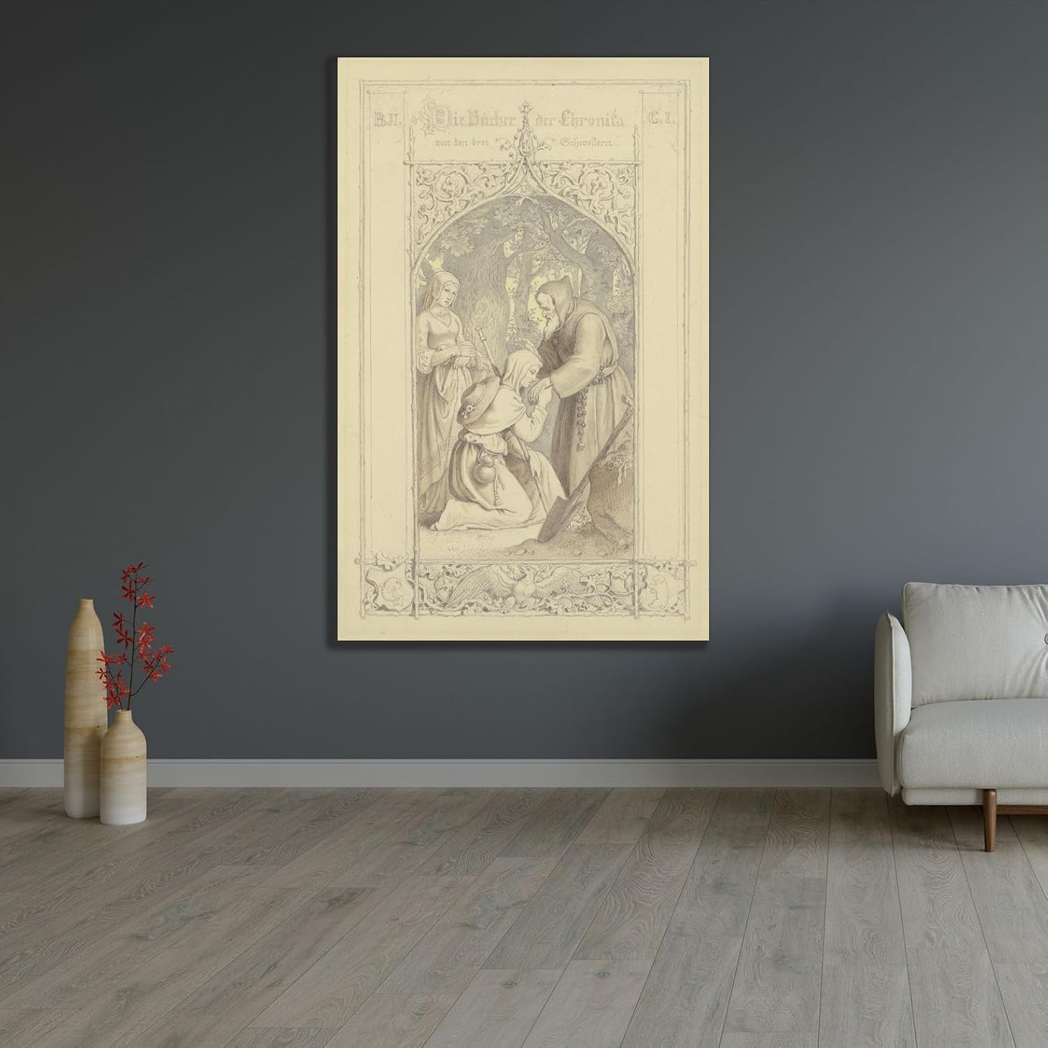 ArtDirect The Books of Chronika (ca. 1845) Custom Framed Art Print Giclee Print or Canvas Options with Various Sizes and Customization by Adrian Ludwig Richter