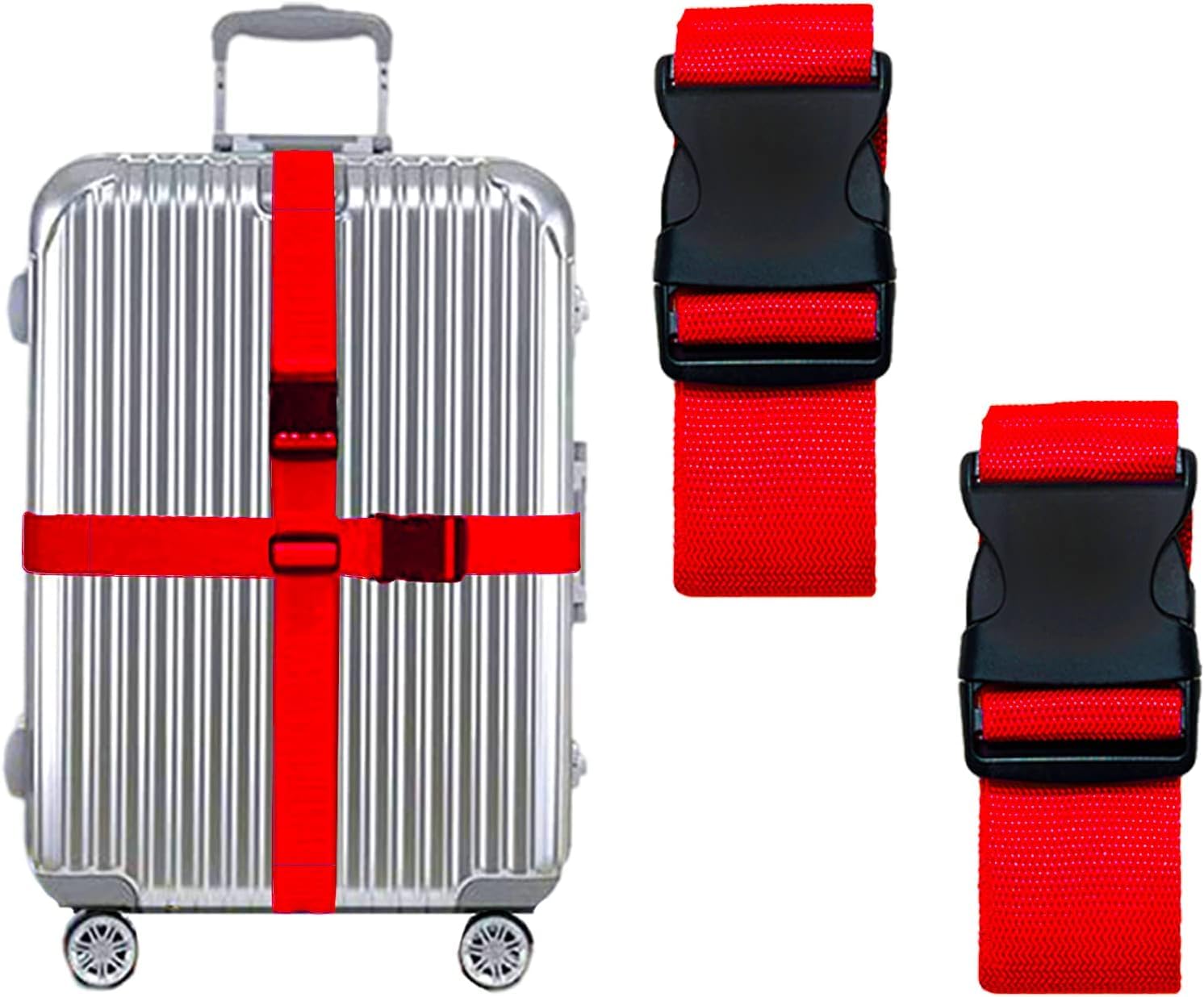 Dayish Luggage Strap for Suitcases, Straps Belts for Trolleys and All Kind of Luggages (2, Red)