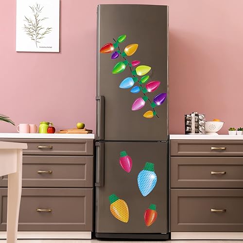 Miniatura 5 de 62 piezas de decoración navideña para refrigerador de automóvil, 44 bombillas reflectantes, 18 cables magnéticos, decoración de ventana de buzón de