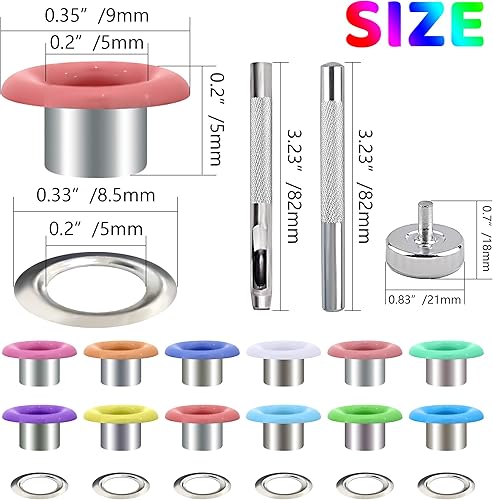 Vista 5 de YHNTGB Juego de 600 ojales de metal de 3/16 pulgadas con 3 herramientas de instalación y caja de almacenamiento para zapatos, ropa, bolsa