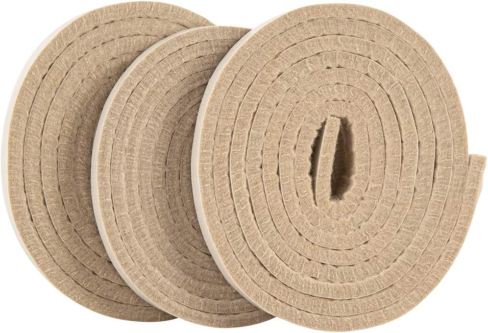 softtouch 1/2" x 60" Self-Stick Heavy Duty Felt Strips with Adhesive Backing, Beige (3 Pack)