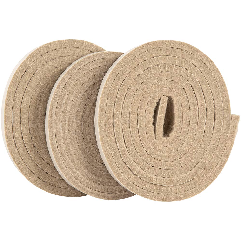 softtouch 1 2 x 60 Self-Stick Heavy Duty Felt Strips with Adhesive Backing Beige 3 Pack