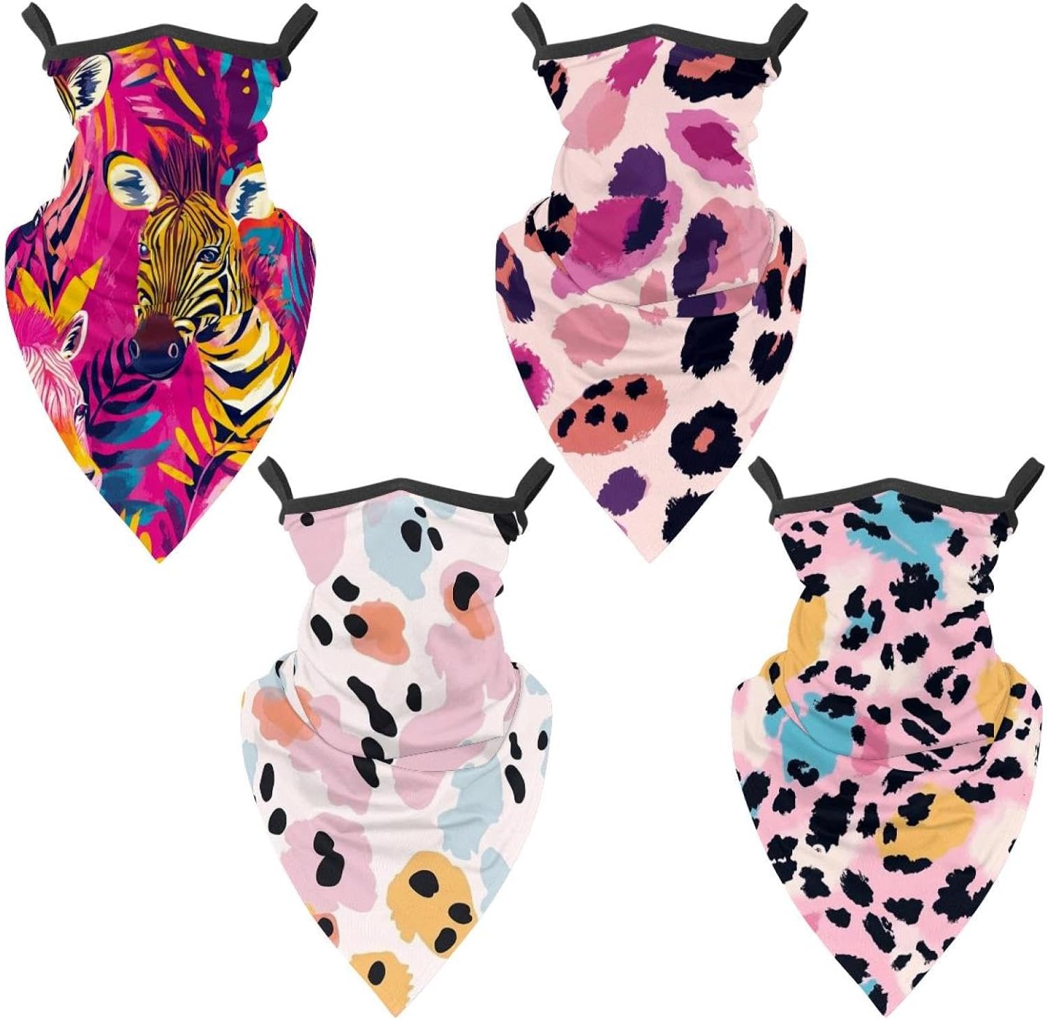 4 Pack Cute Cat Flower (25) Neck Gaiter Face Cover Scarffor Skiing Fishing Hiking Cycling