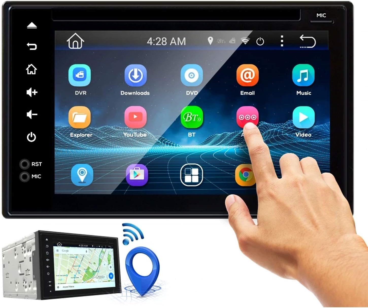 Double DIN Android Stereo Receiver - Car Head Unit System w/Rear View Backup Camera Support, 6 Inch Touchscreen LCD, 3G WiFi, Bluetooth, CD DVD Player, GPS Navigation, USB, Radio - Pyle PLDNAND621