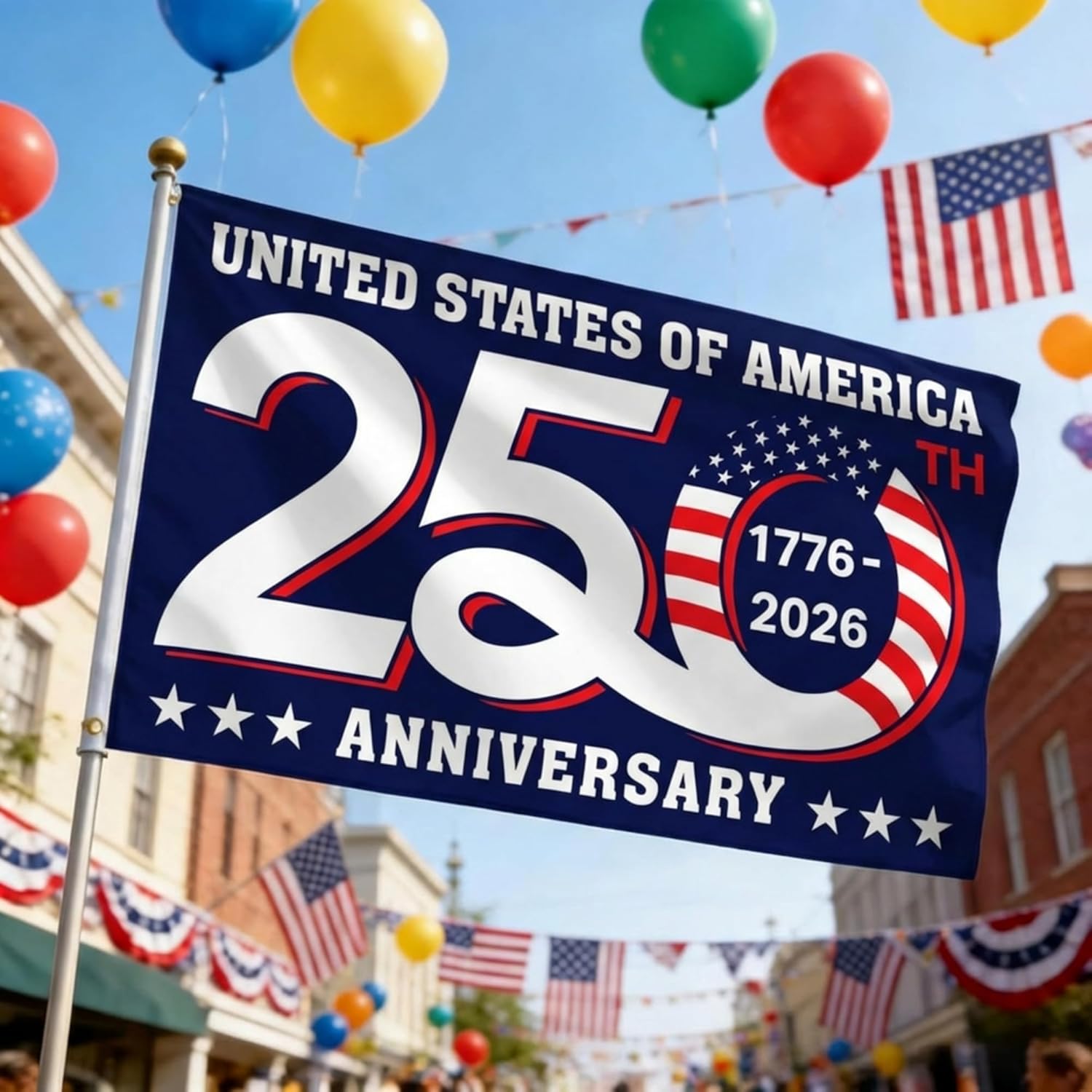 USA 250th Anniversary Flag,3x5 Ft Double Sided,1776-2026, 250 Years of Patriotic Decoration,Suitable For Outdoor, Front Door, Porch, And Walls. - Image 4