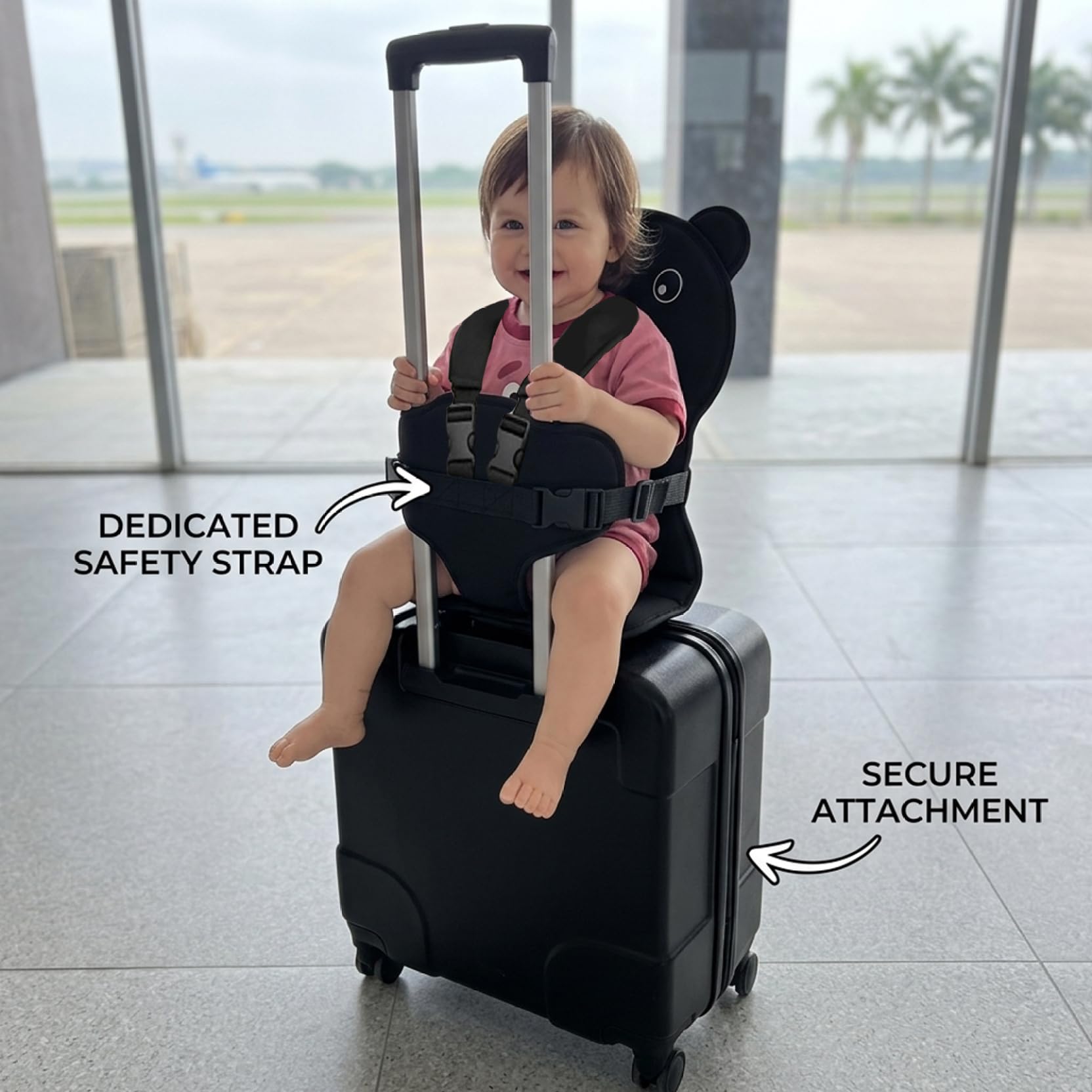 Siège de Bagage pour Enfants Cartoon Bear avec Sangle de sécurité - Siège Valise Essentiel Voyage pour Tout-Petits pour Les Voyages en Famille
