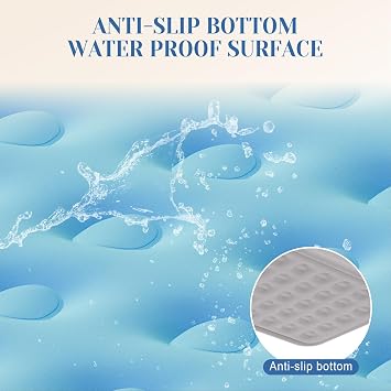 Queen Air Mattress with Built in Pump, Self Inflatable Air Bed Queen, 18 Height Portable Mattress, Blow up Airbed for Camping and Guests. (18 Height, Light Blue).