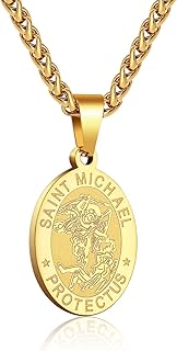 Saint St Michael/Christopher/Jude/Benedict/Joseph/Anthony Medal Necklace for Men Boys 24 Inch Religious gift