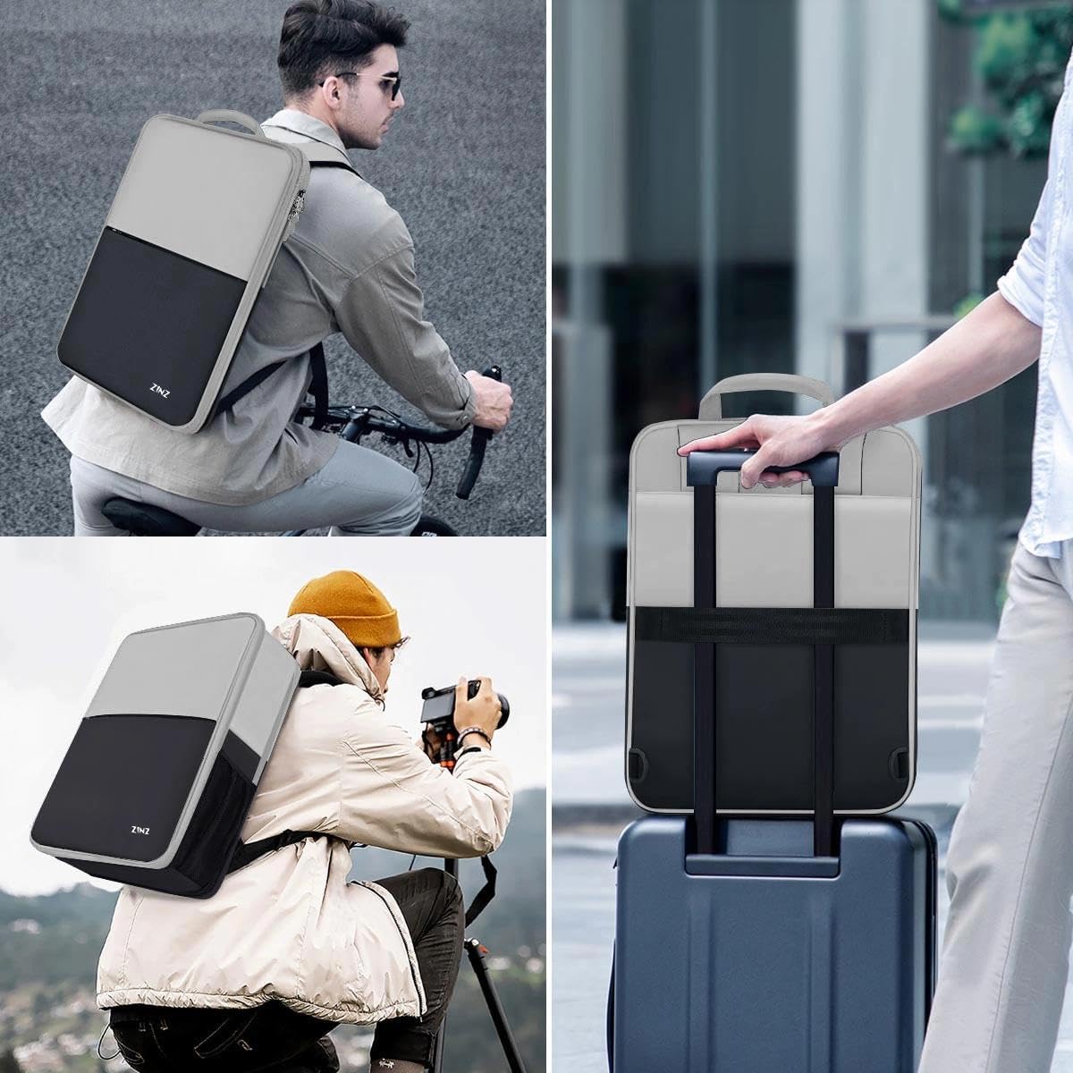 ZINZ Slim & Expandable Laptop Backpack 17 inch Travel Business Backpack Water Resistant Daypack Bookpack for Most 17 inch NoteBooks，Gray&Black