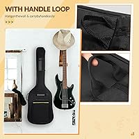 Vista 6 de Funda para Bajo Eléctrico con Acolchado de 7mm, Impermeable, Bolsa para Bajo Eléctrico con Correa para el Cuello y Bolsillos, Negra