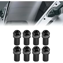 AeroBon GR5 Titanium Motorcycle Fairing and Windshield Bolt Kit- M5x16mm, 12mm Wide Button Head, M5x0.8, 8 Bolts Gloss Black