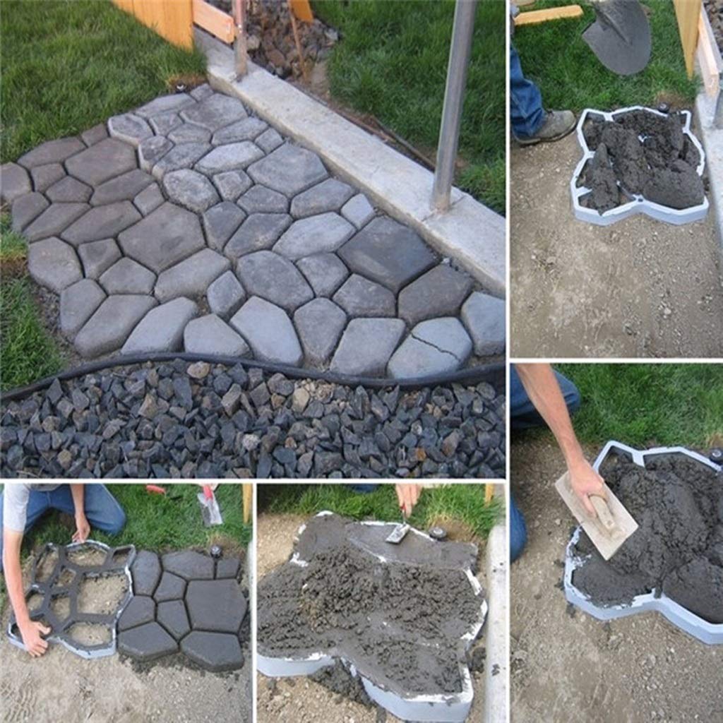 Betonnen bestratingsvorm tuin doe-het-zelf kunststof padmaker patroon bestrating stepping beton mal cement steen baksteen cement holtes voor molden tuindecoratie (kleur: E