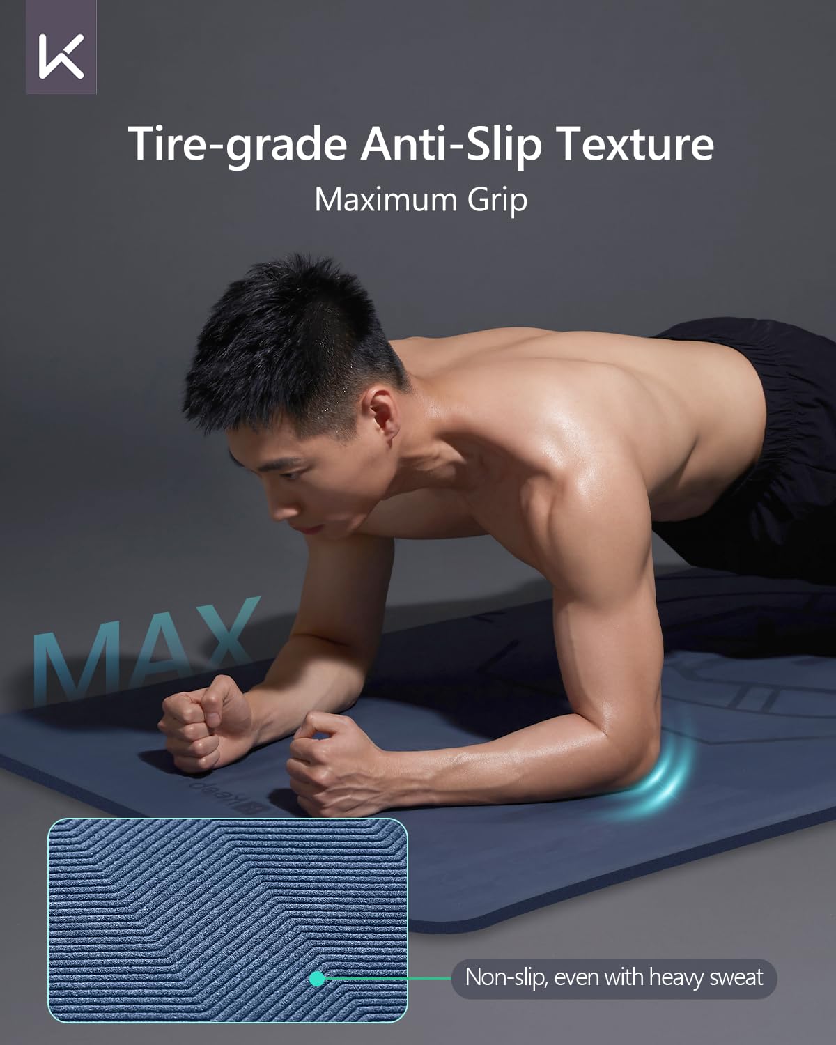 KEEP Esterilla de yoga profesional antideslizante para hombres, 79 x 39 x 7 mm, extra ancha y larga, antidesgarros, gruesa de alta densidad, para pilates, fitness, hogar y entrenamiento