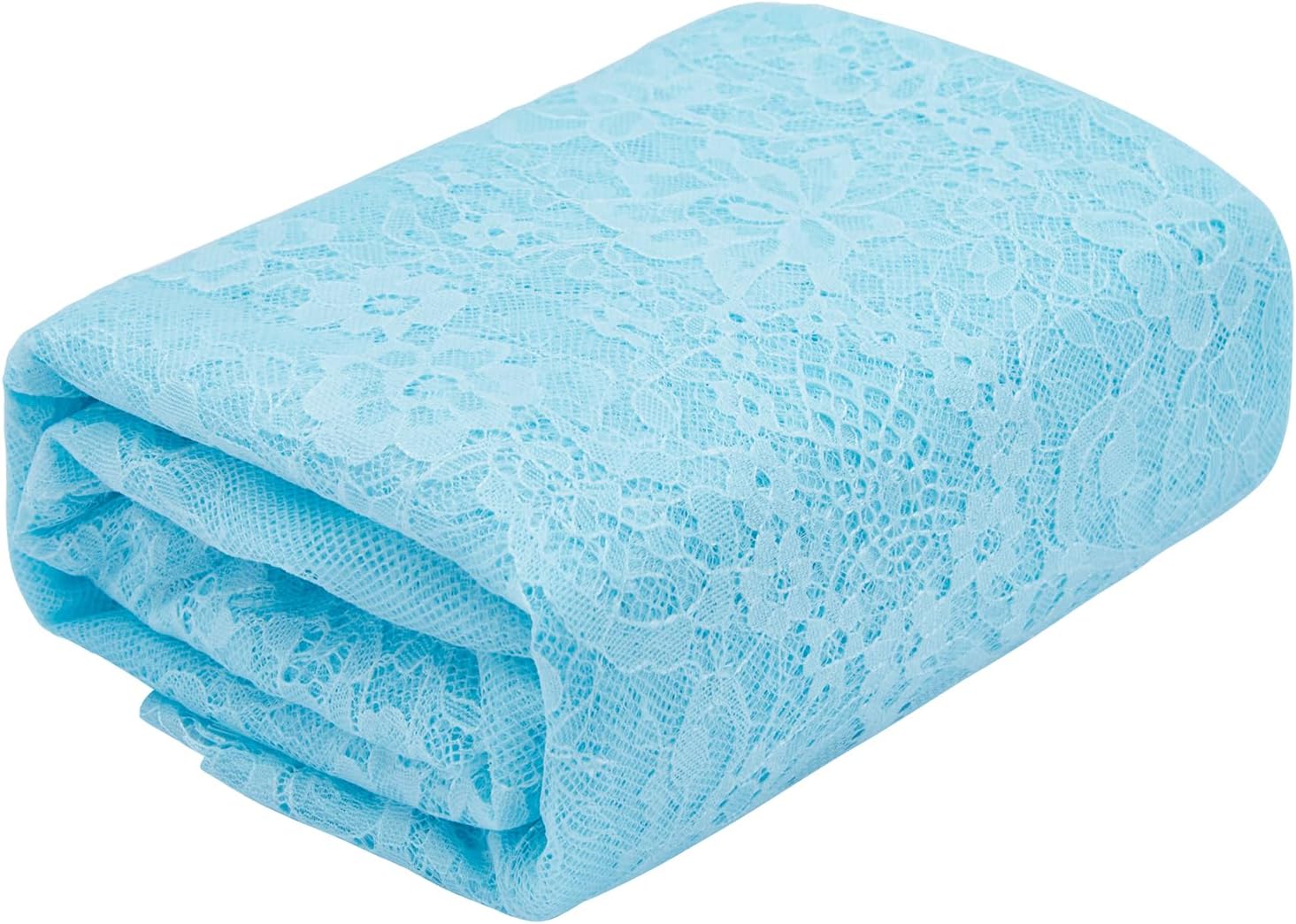 Fanqisi 5 Pieces Blue Lace Tablecloth 60x120 Inches Classic Wedding Lace Tablecloths Overlay Party Table Cover for Bridal Shower Reception Table Decoration