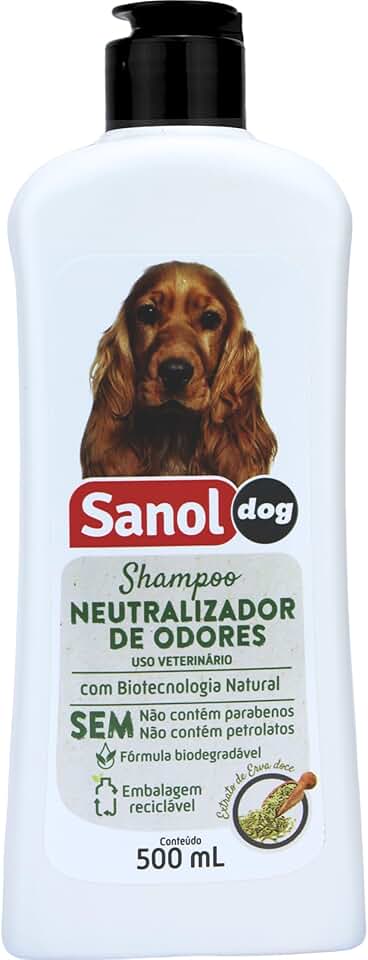 Sanol Dog Shampoo De Pêlos Para Cães E Gatos Neutralizador De Odores 500 Ml Branco