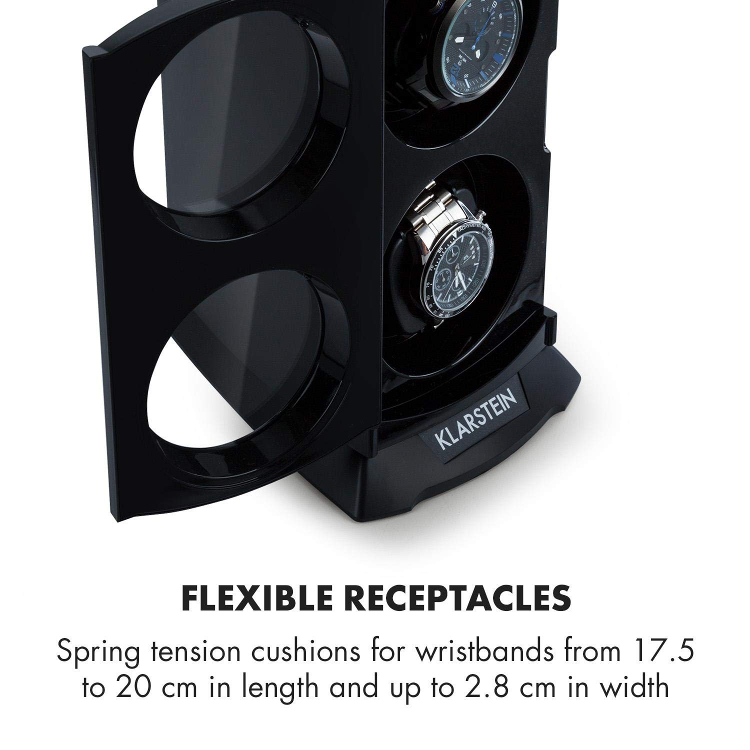 KLARSTEIN St. Gallen Premium - Caja Relojes automáticos, Caja giratoria Reloj automático, 2 Relojes, 4 velocidades, Rotación bidireccional, Cojines Revestimiento Terciopelo, Watch Winder, Negro