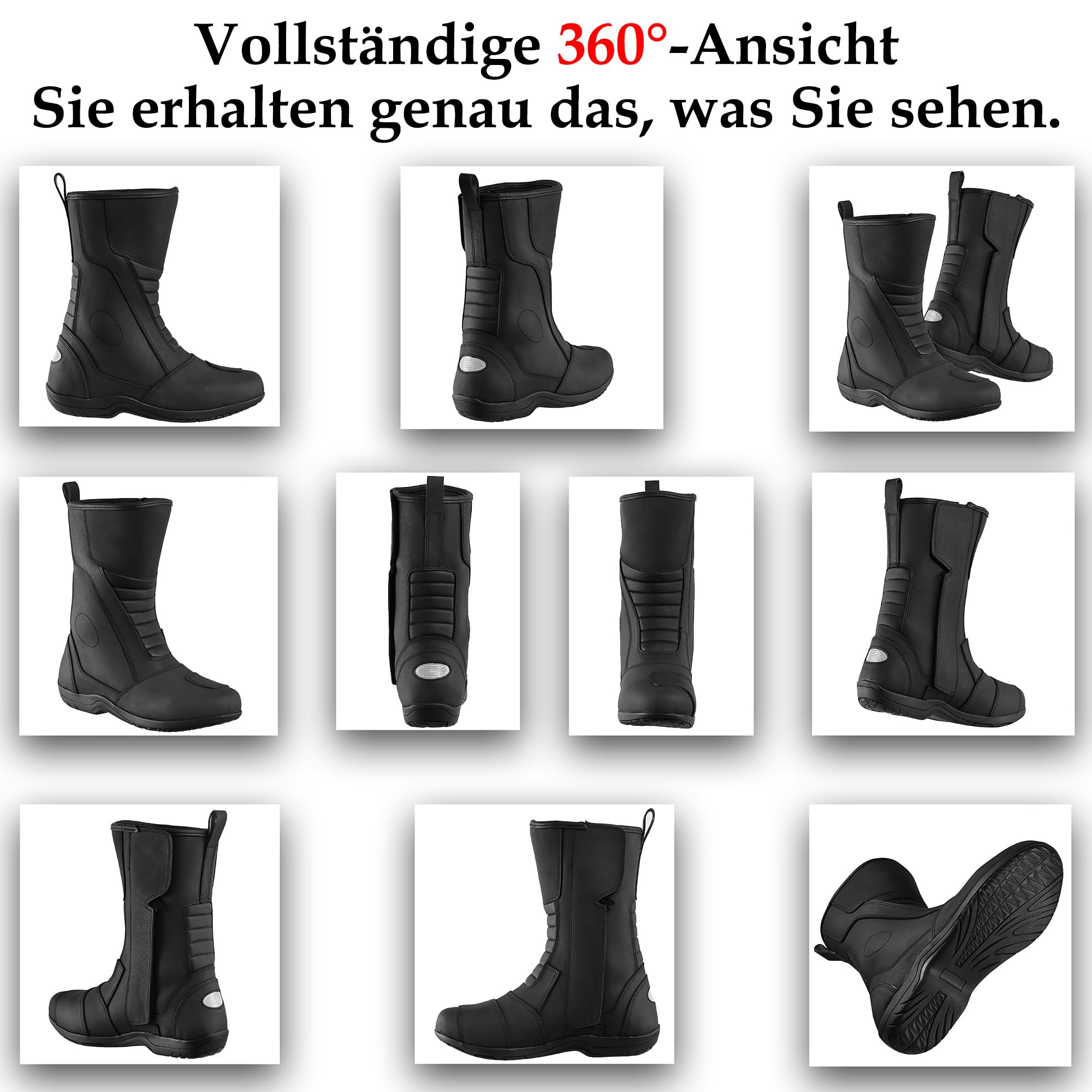 Botas de Motocross Hombre | Botas Piel Moto con Suela Goma | Botas Motocicleta Rider de Cuero Proteccion para Hombre CE Approved EN 13634:2017