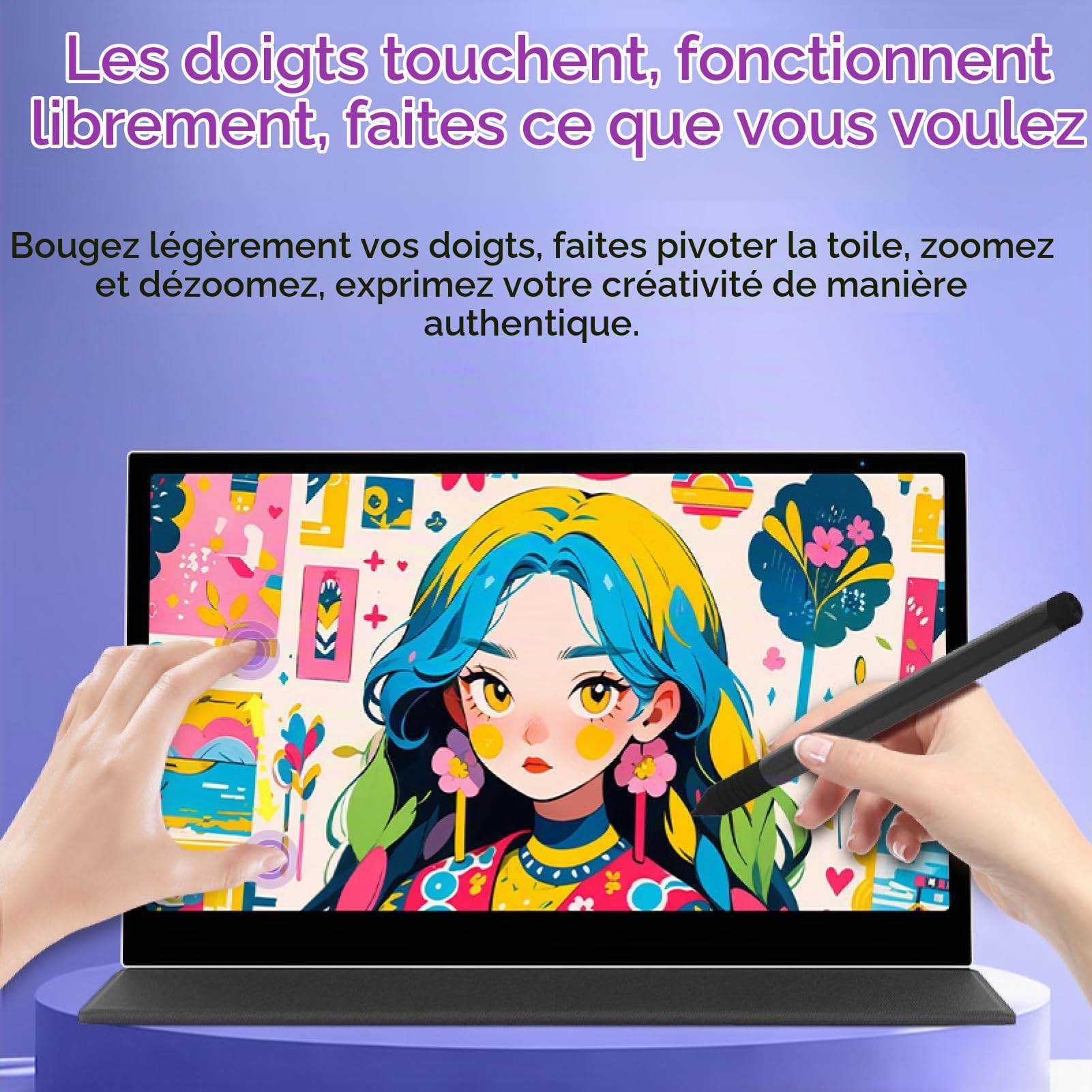 Tablette Graphique avec Écran 15,6 Pouces, 16384 Niveaux de Pression