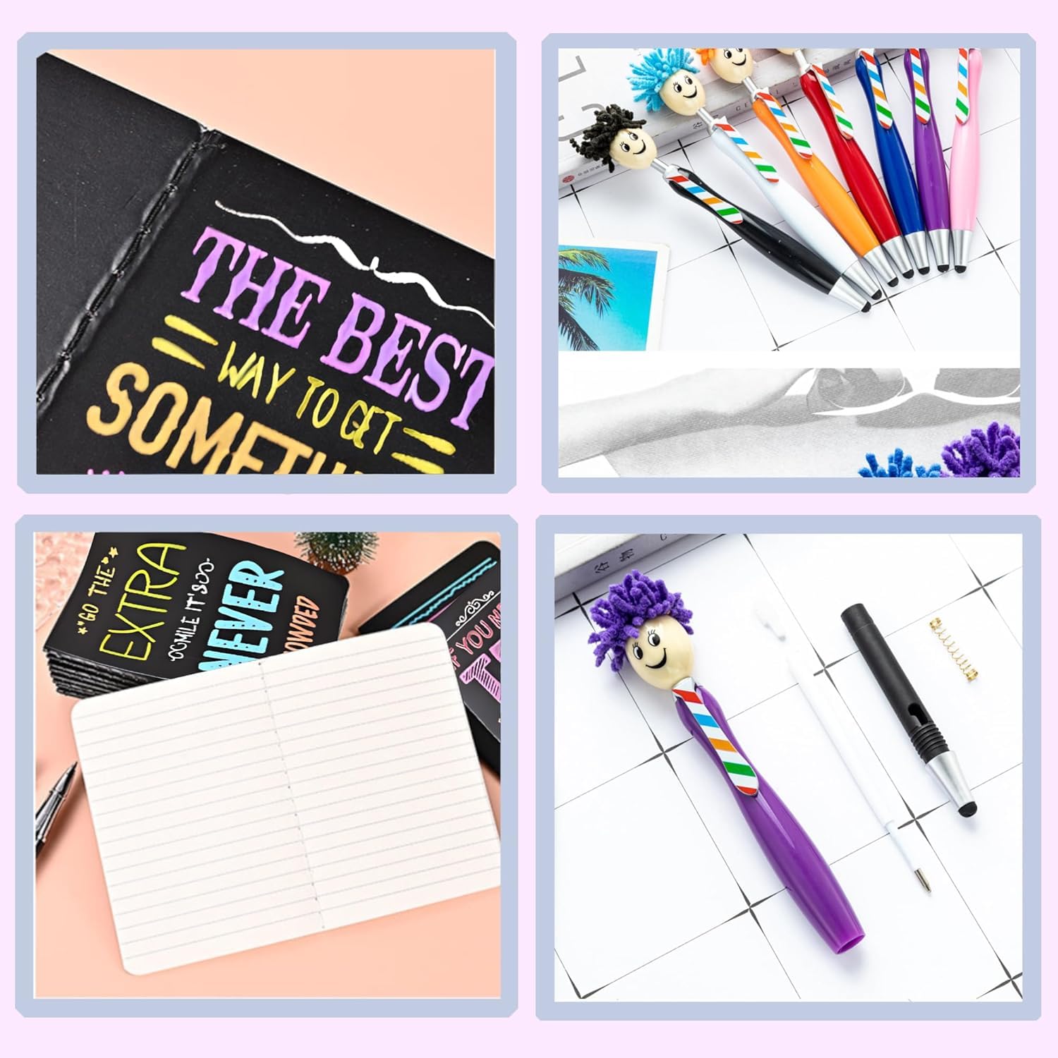 Set di 48 quaderni motivazionali, mini diario foderato con pennini, taccuini tascabili, set regalo per insegnanti, scuola, ufficio, feste