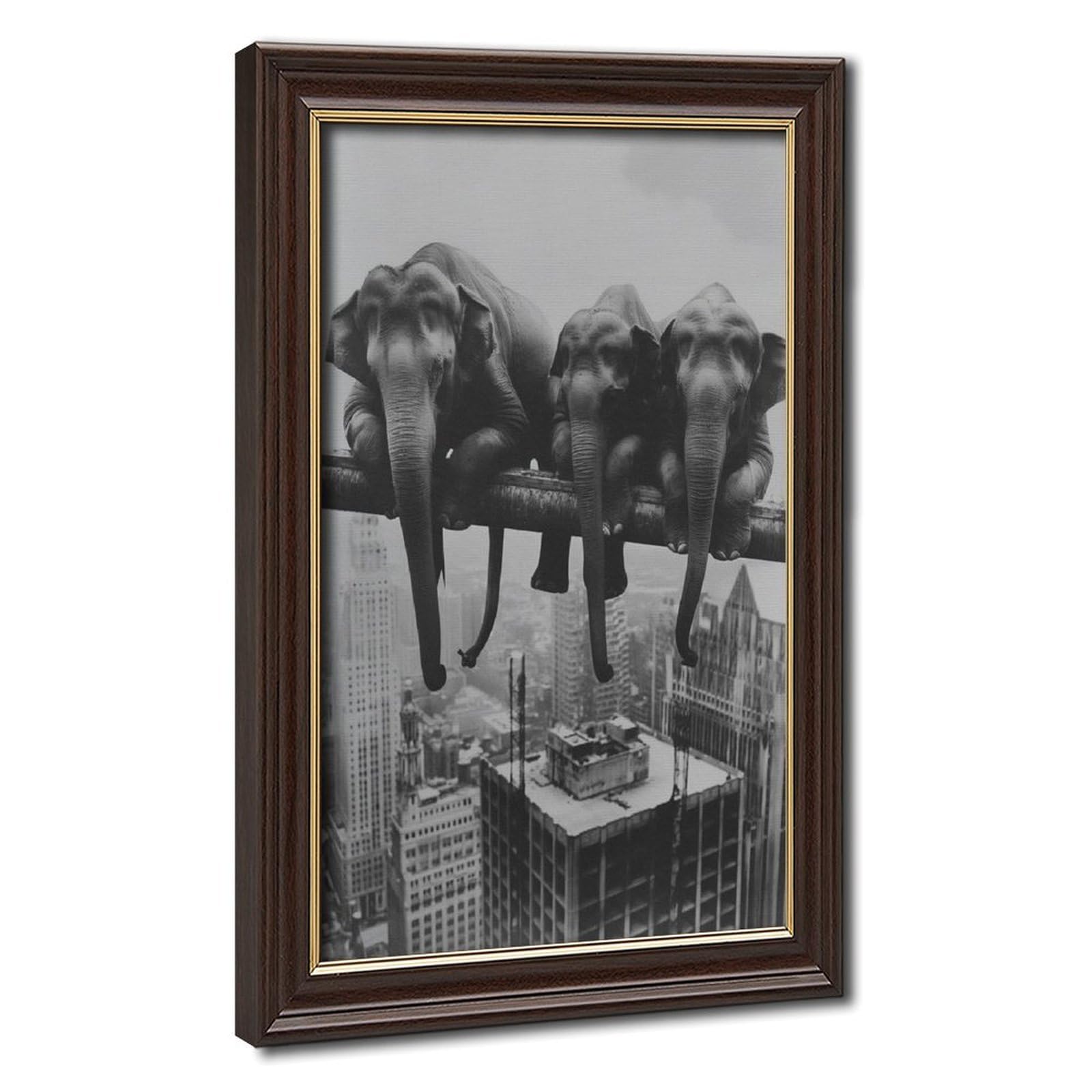 Bareronor Elephant Lunch Poster Canvas Poster Bedroom Decor Landscape Office Room Decor Gift 12" L X 18" W