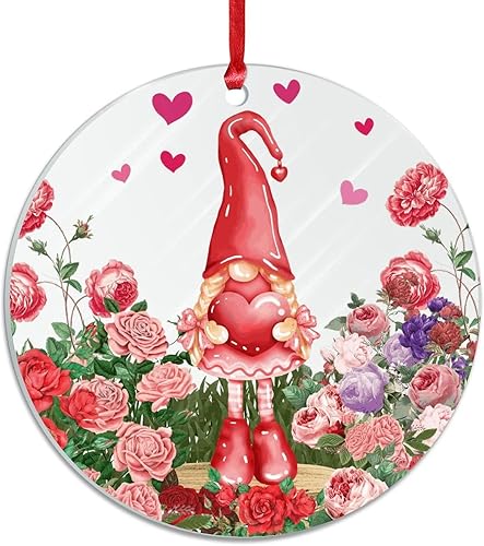 Miniatura 8 de Bolas de Navidad para el día de San Valentín corazón rojo gnomo rosas Be Mine adornos acrílicos transparentes regalo de inauguración de la casa