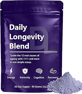 Daily Longevity Blend, Energy Support - Instantized for Max Absorption, Gluten Free, Vegan, 90 Grams