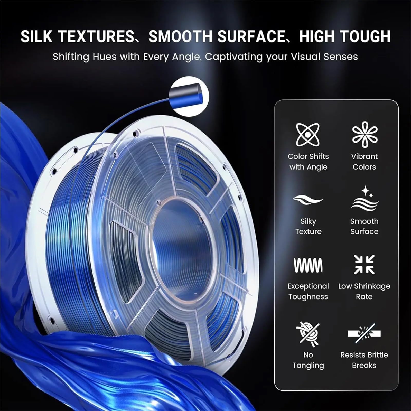 Filament pour Imprimante 3D Filament d'imprimante 3D double et triple couleurs 5 kg 1 kg/rouleau,75 mm Précision dimensionnelle +/- 0,02 2. LBS (1 kg)