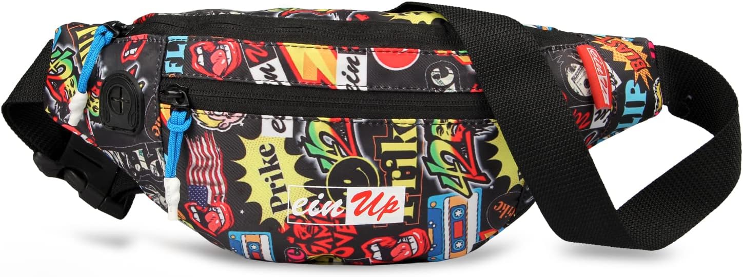 Fluffy Printed Waist Bag Elegant Style Travel Pouch Passport Holder with Adjustable Strap for Men Chest Fanny Pack Women Side Bag Hiking Trekking/Hand Purse/Mobile Bag/Official Gifts for Boys