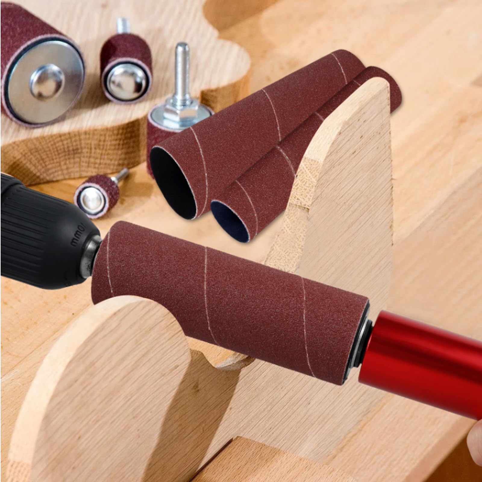 Juego De Tambor De Lijado De Goma, 14PCS Mandril De Lijado De 1,5 Adaptador De Lijadora De Husillo Manguitos De Lijado Rodillos De Lijado Accesorios Juego De Tambor De Lijado De Mano Para Taladros