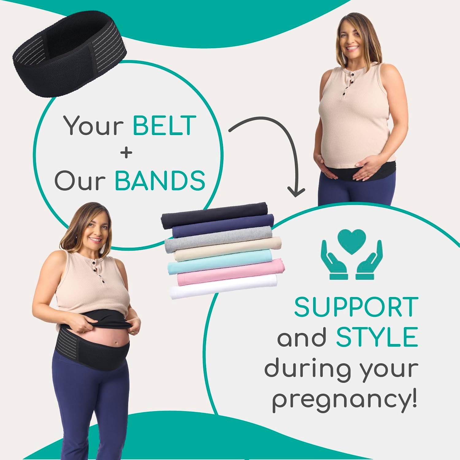 Belly Bands - Available in 8 Sizes and 7 Colors. Maternity & Postpartum Shirt Extender 3 Packs for All Stages of Pregnancy - Image 7