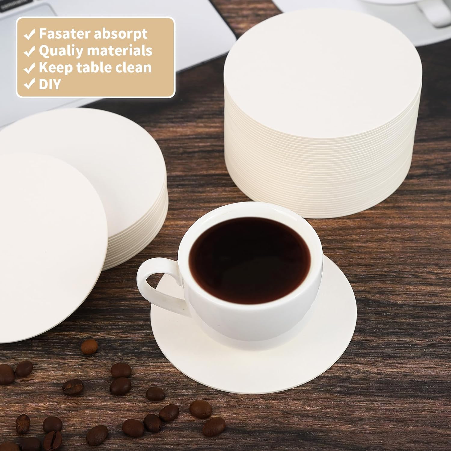 400 Pcs Paper Coasters Bulk,4 inch Disposable Round Cardboard Blank Coasters for Bar Drinks Wedding - Image 3