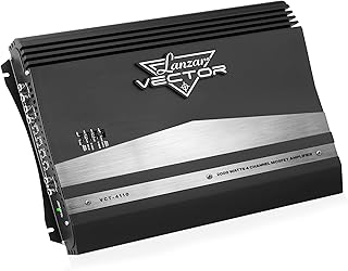 Lanzar 4-Channel High Power MOSFET Amplifier - Slim 2000 Watt Bridgeable Mono Stereo 4 Channel Car Audio Amplifier w/ Crossover Frequency&Bass Boost Control, RCA input,Line Output - Lanzar VCT4110
